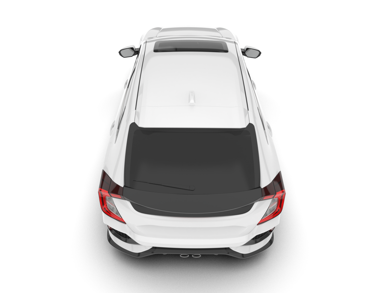 White modern car isolated on transparent background. 3d rendering - illustration png