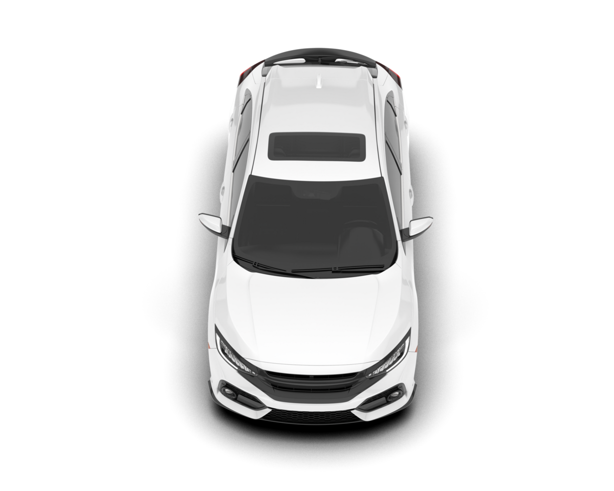 White modern car isolated on transparent background. 3d rendering - illustration png