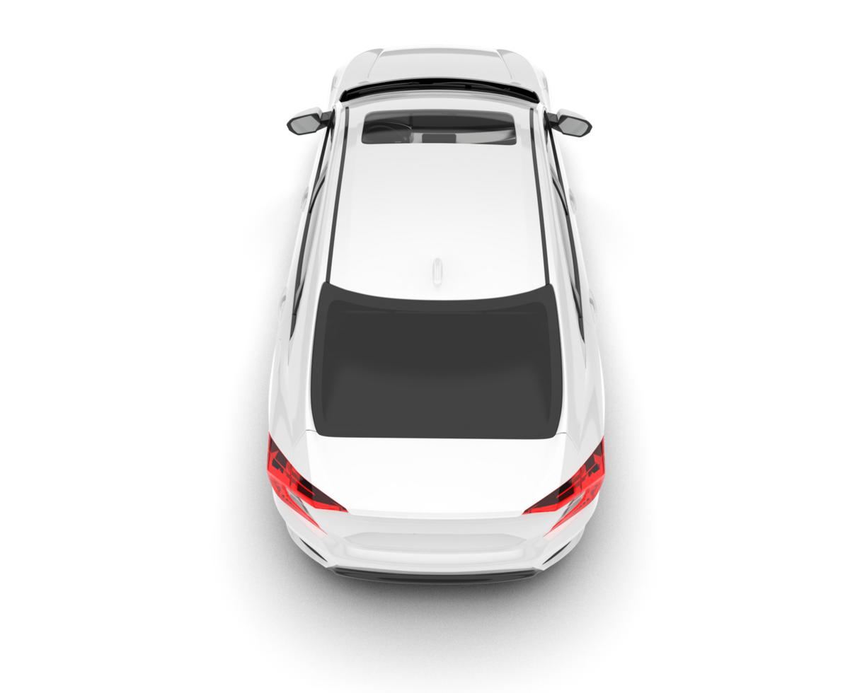 White modern car isolated on transparent background. 3d rendering - illustration png
