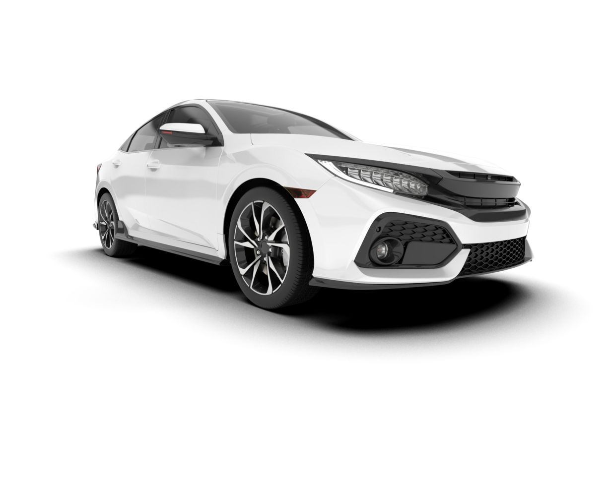 White modern car isolated on transparent background. 3d rendering - illustration png