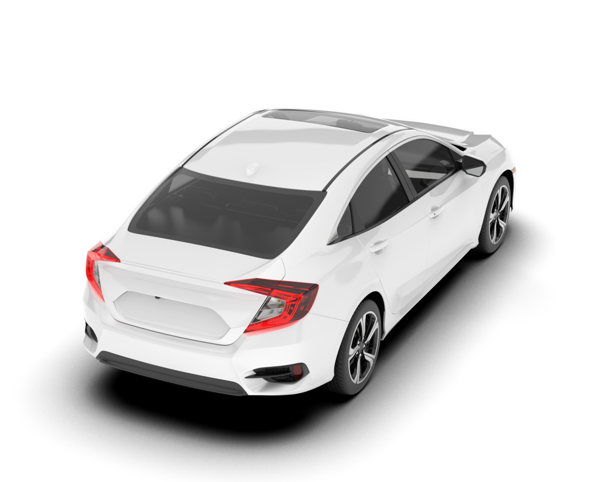 White modern car isolated on transparent background. 3d rendering - illustration png