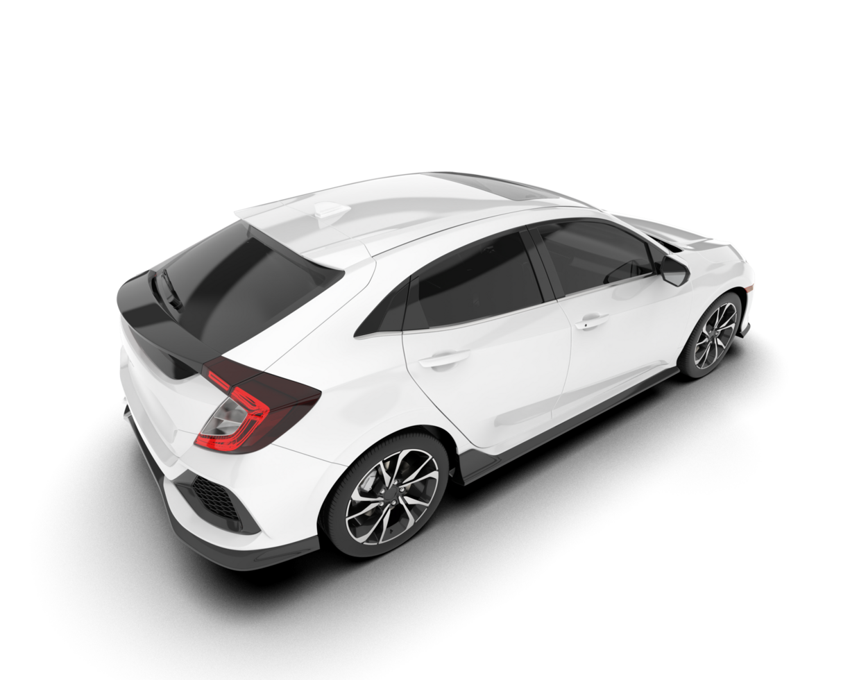 White modern car isolated on transparent background. 3d rendering - illustration png