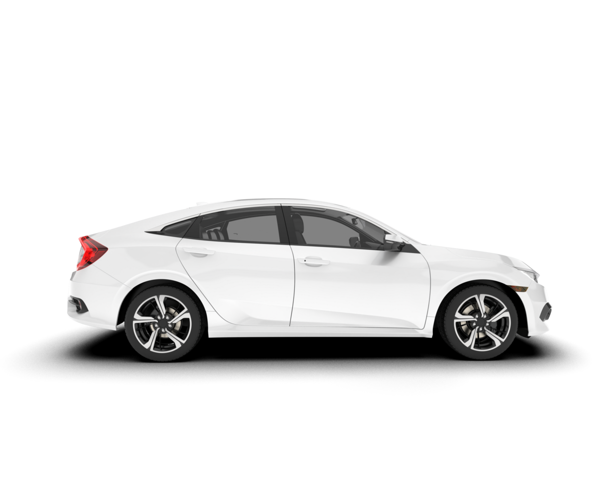 White modern car isolated on transparent background. 3d rendering - illustration png