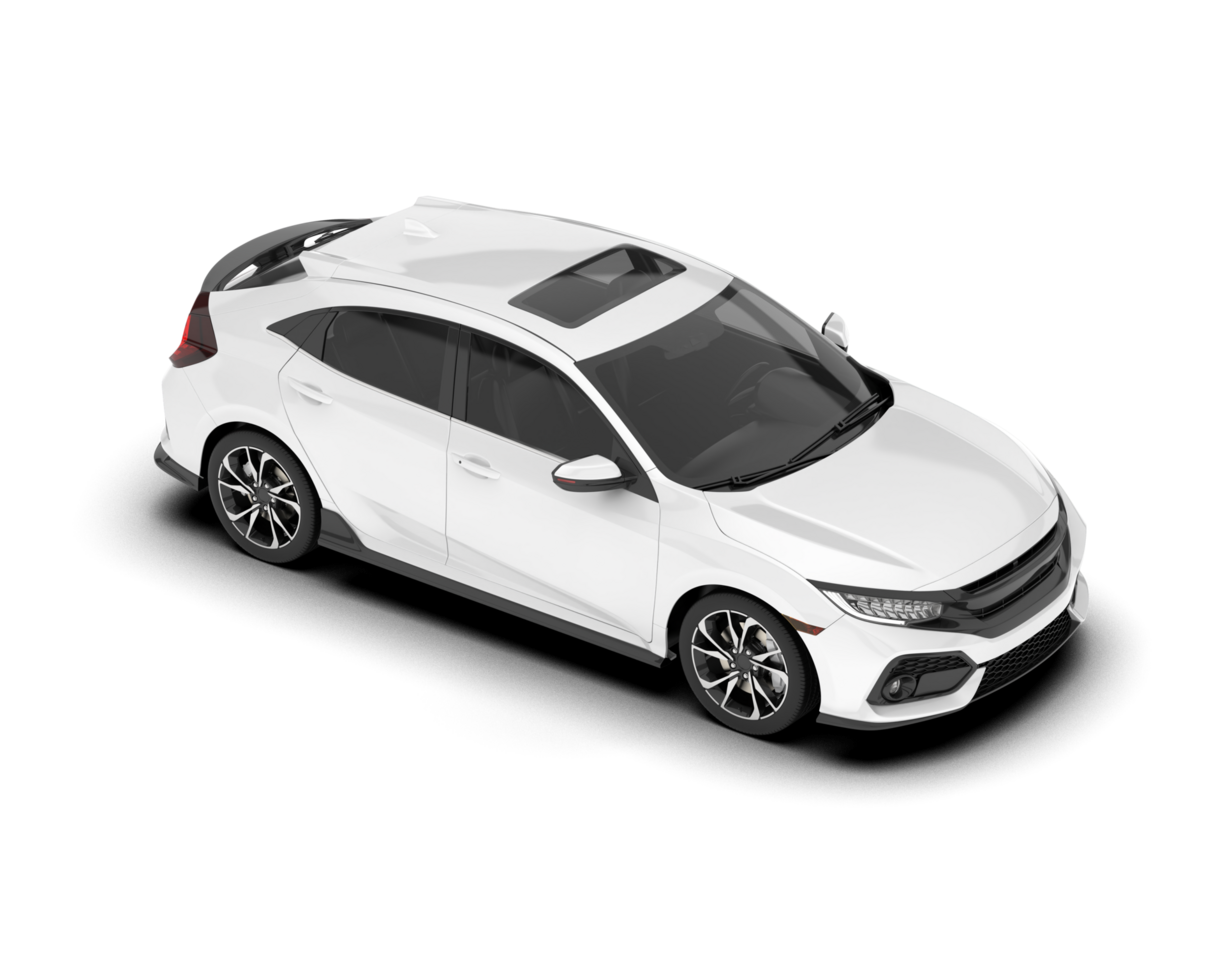 White modern car isolated on transparent background. 3d rendering - illustration png