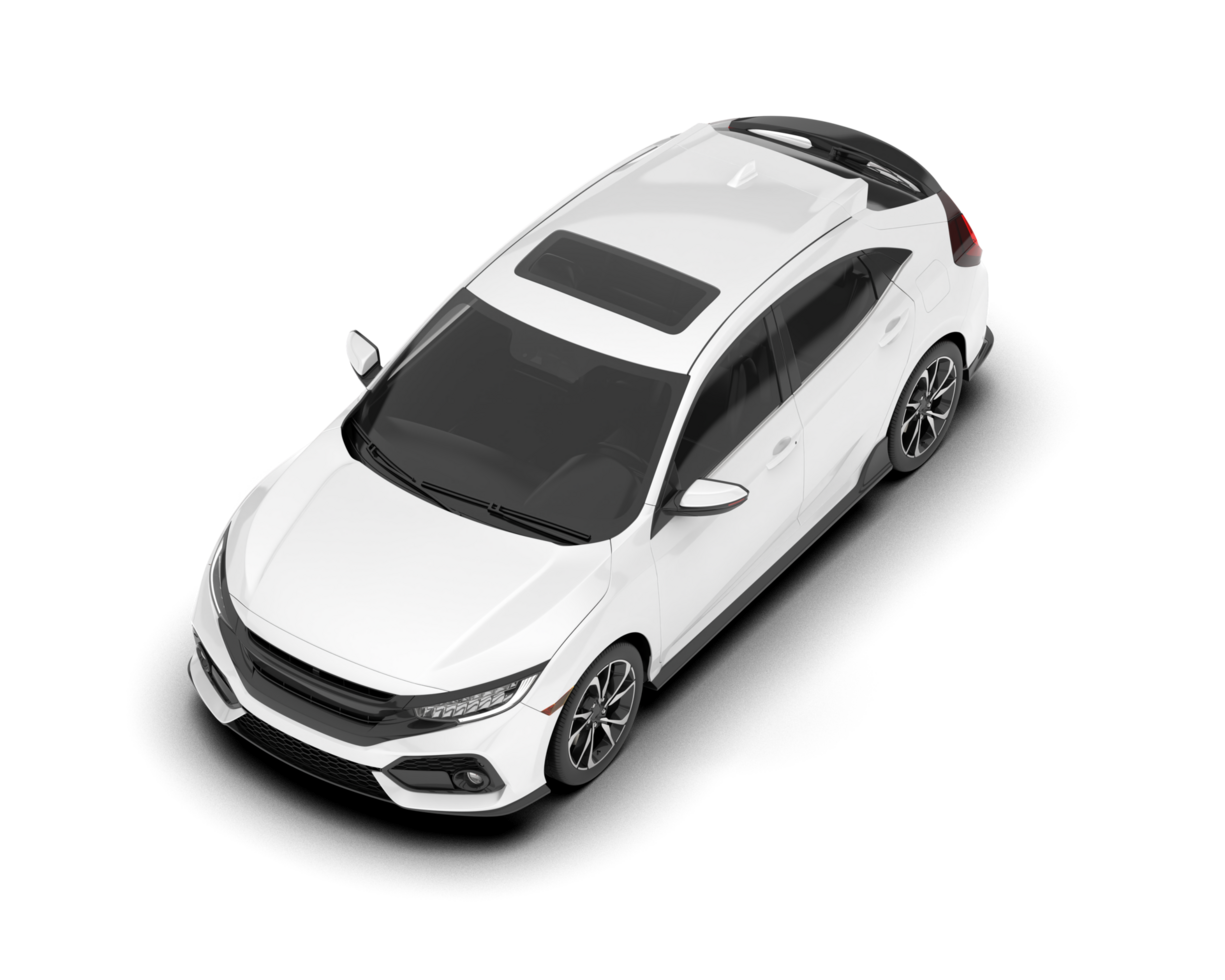 White modern car isolated on transparent background. 3d rendering - illustration png