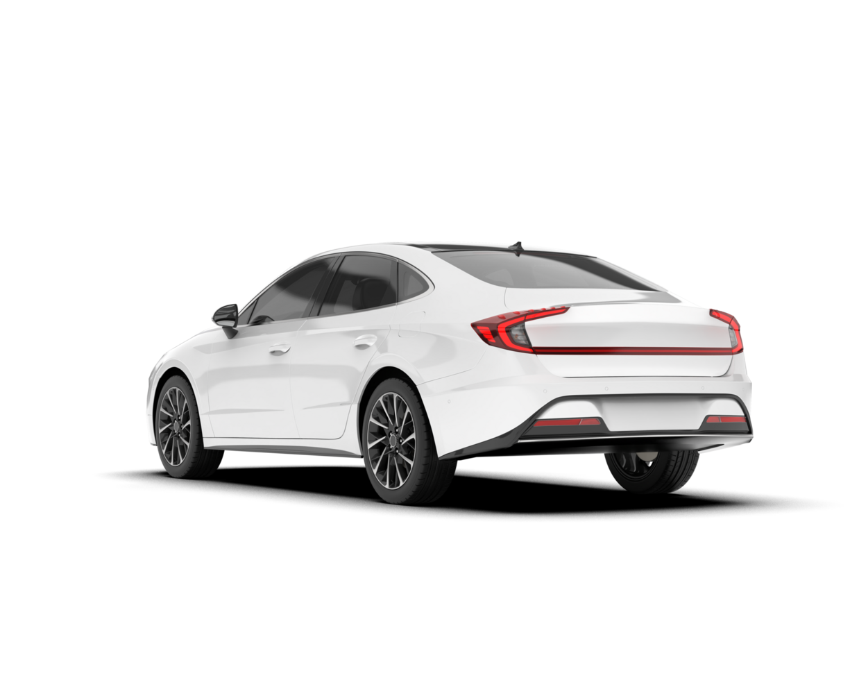 White modern car isolated on transparent background. 3d rendering - illustration png