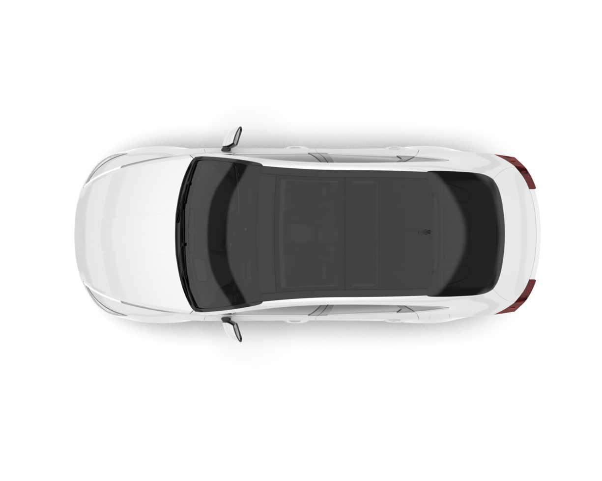 White modern car isolated on transparent background. 3d rendering - illustration png