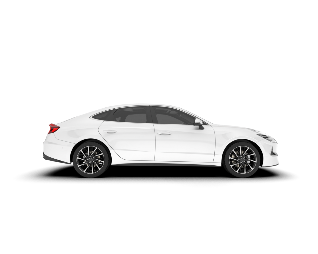 White modern car isolated on transparent background. 3d rendering - illustration png