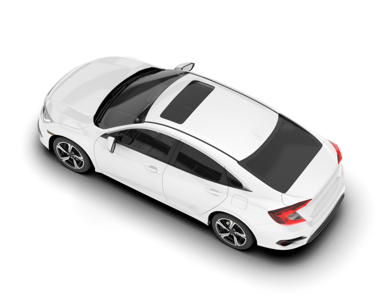 White modern car isolated on transparent background. 3d rendering - illustration png