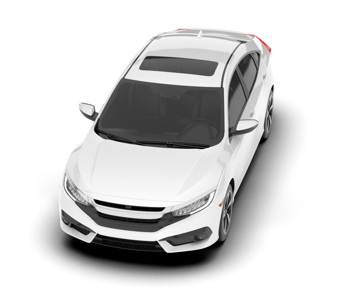 White modern car isolated on transparent background. 3d rendering - illustration png