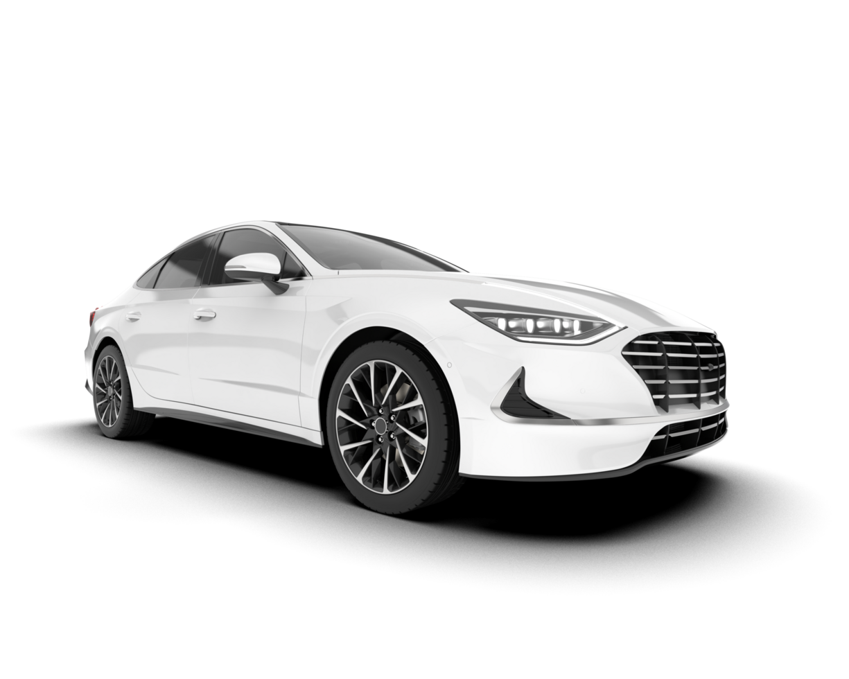 White modern car isolated on transparent background. 3d rendering - illustration png