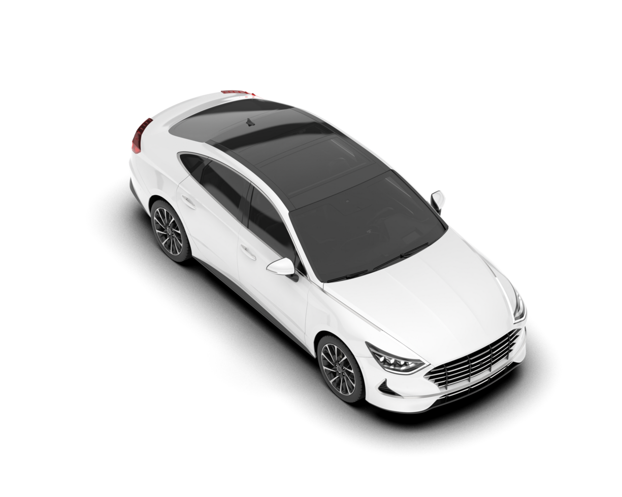 White modern car isolated on transparent background. 3d rendering - illustration png