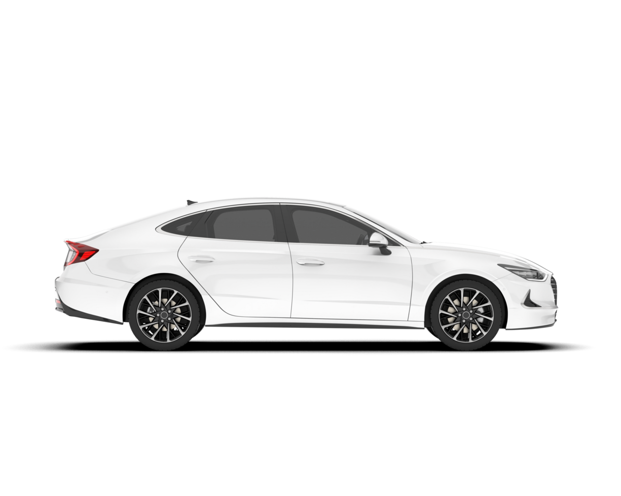 White modern car isolated on transparent background. 3d rendering - illustration png