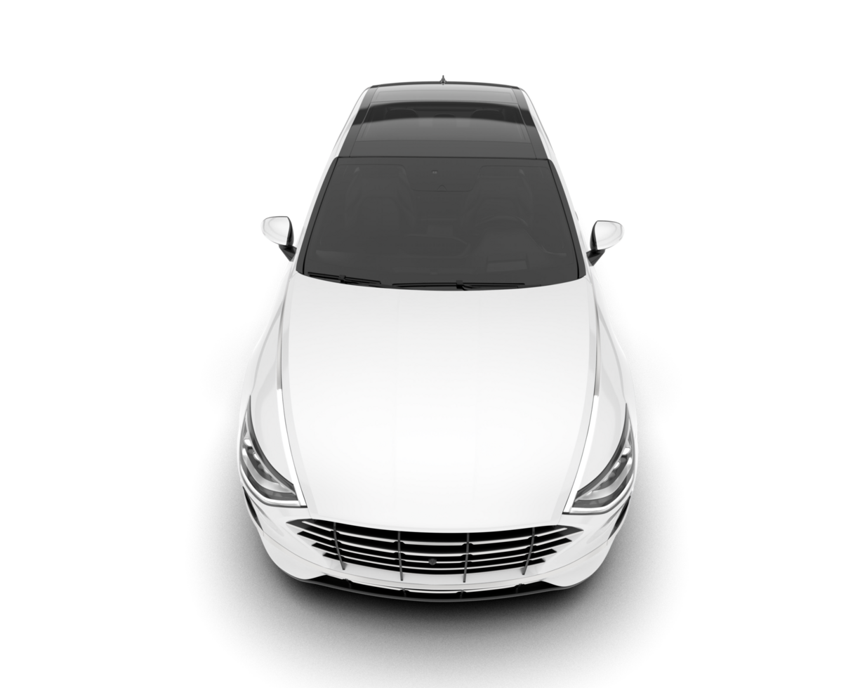 White modern car isolated on transparent background. 3d rendering - illustration png
