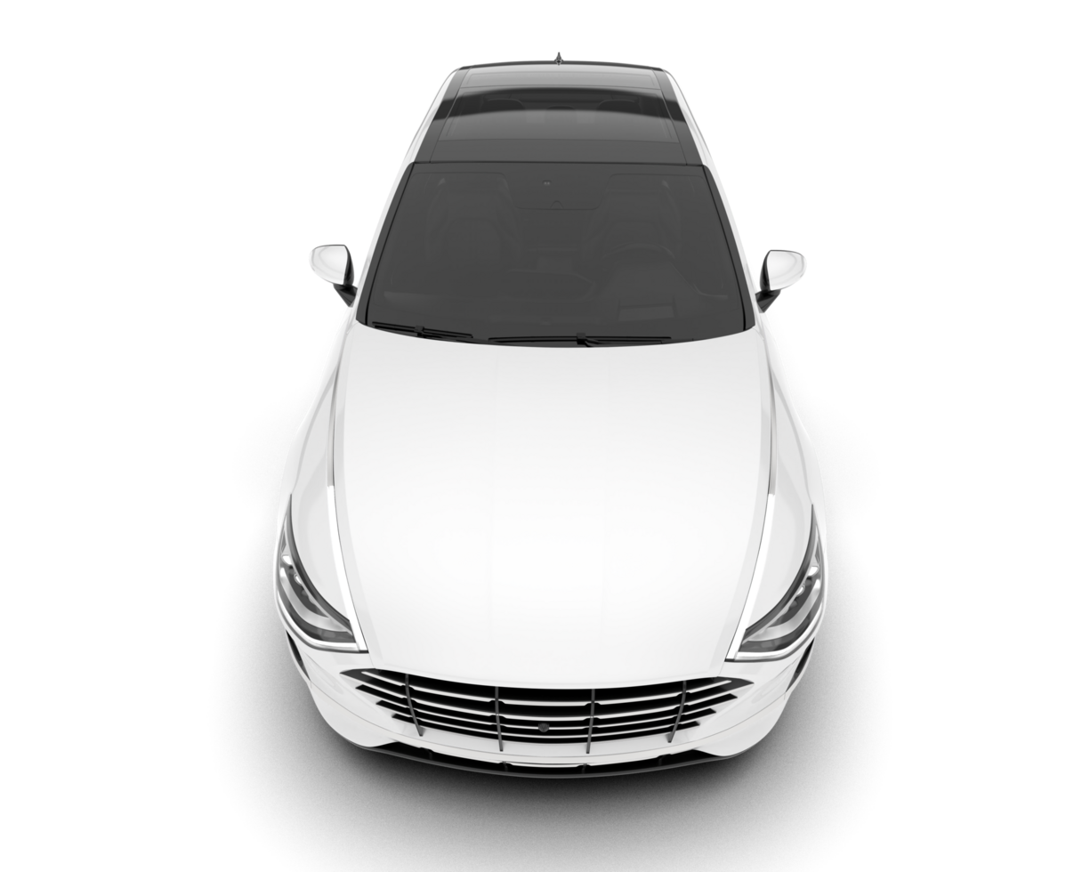 White modern car isolated on transparent background. 3d rendering - illustration png