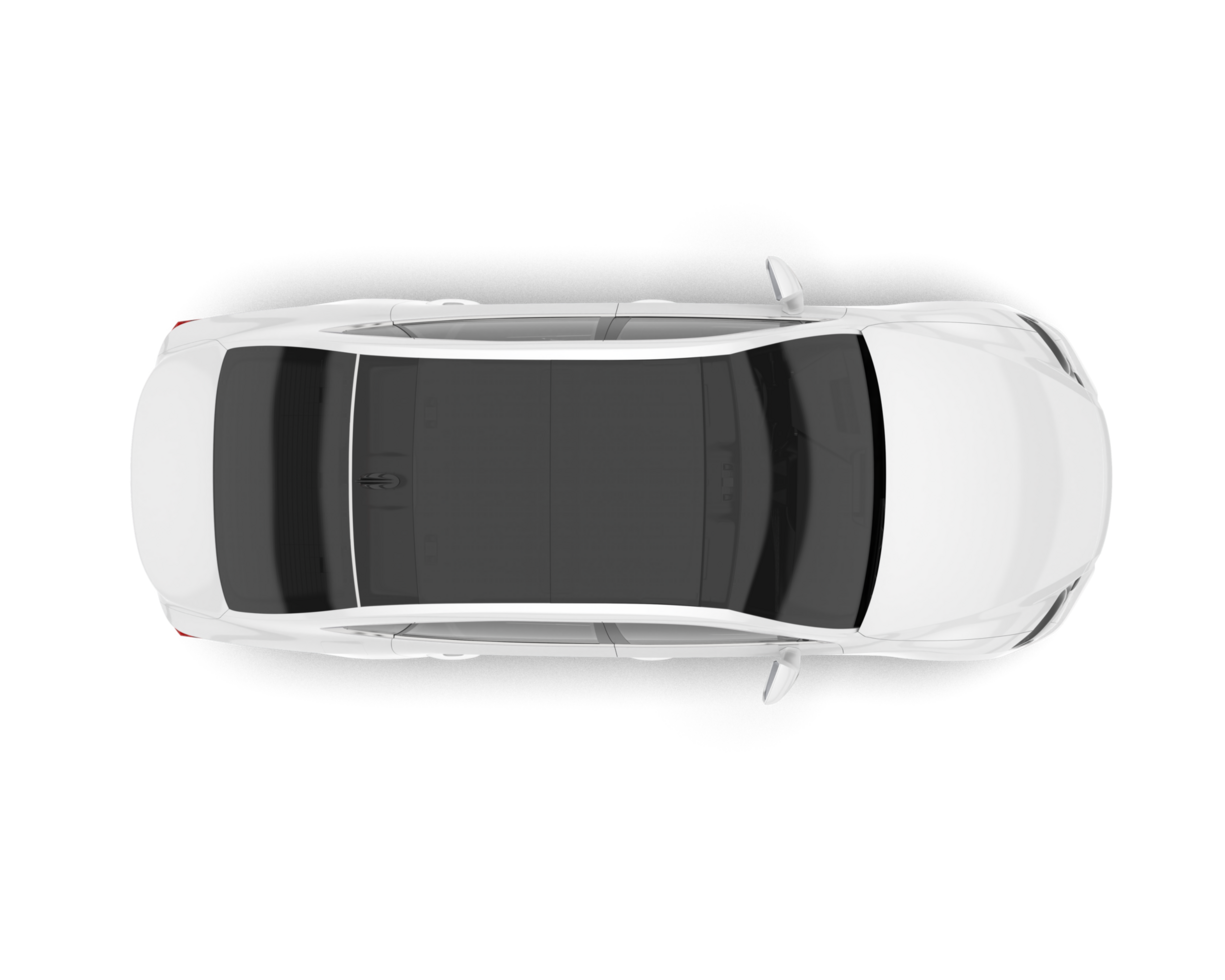 White modern car isolated on transparent background. 3d rendering - illustration png