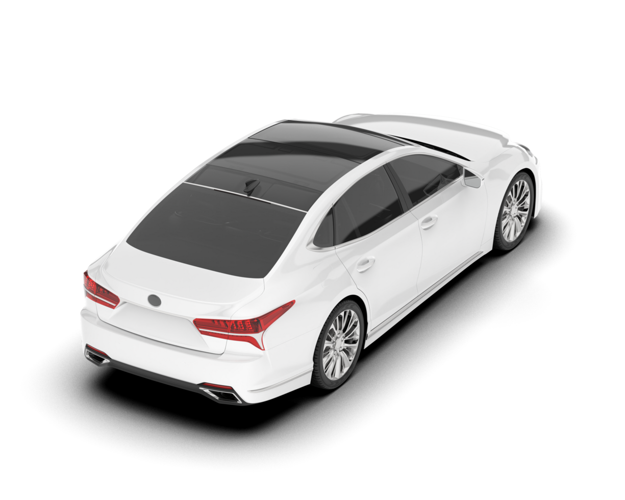 White modern car isolated on transparent background. 3d rendering - illustration png