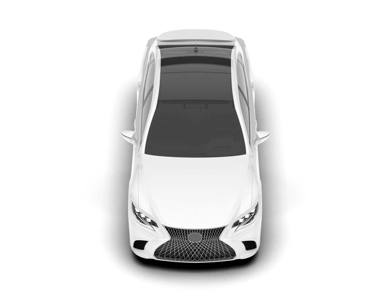 White modern car isolated on transparent background. 3d rendering - illustration png