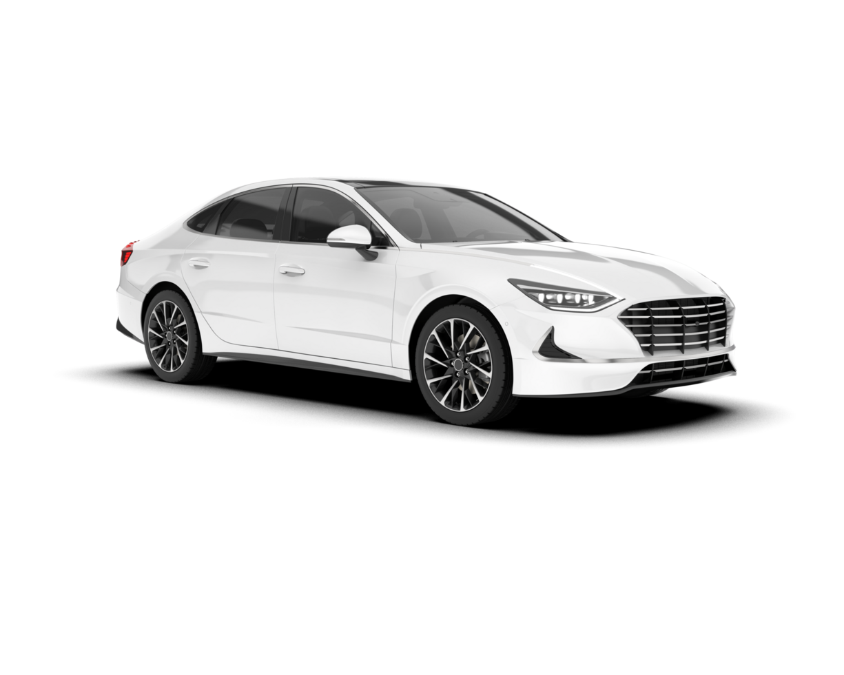 White modern car isolated on transparent background. 3d rendering - illustration png