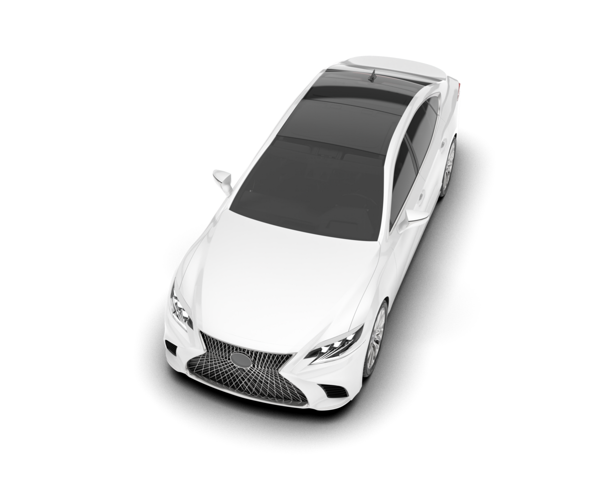 White modern car isolated on transparent background. 3d rendering - illustration png