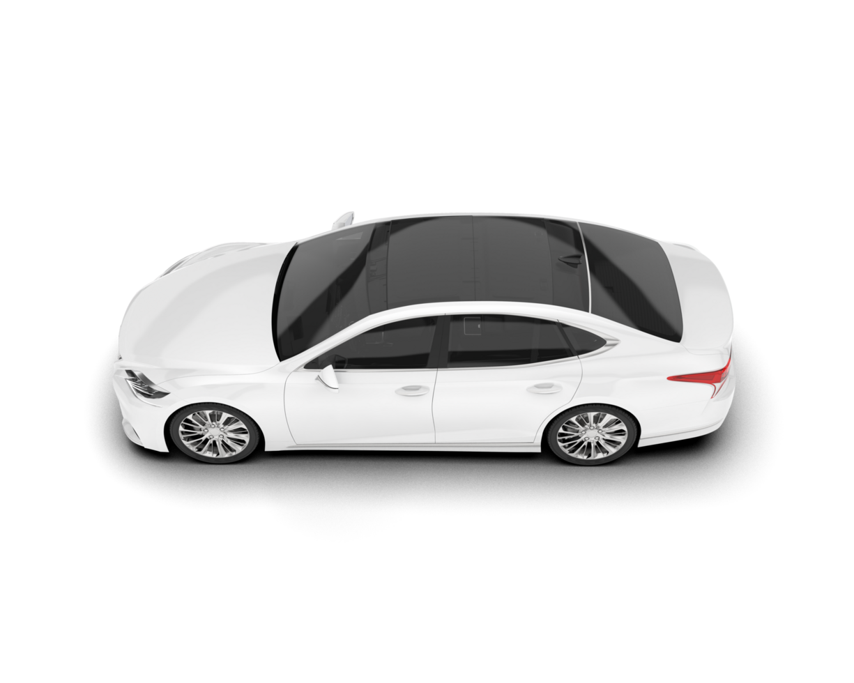 White modern car isolated on transparent background. 3d rendering - illustration png