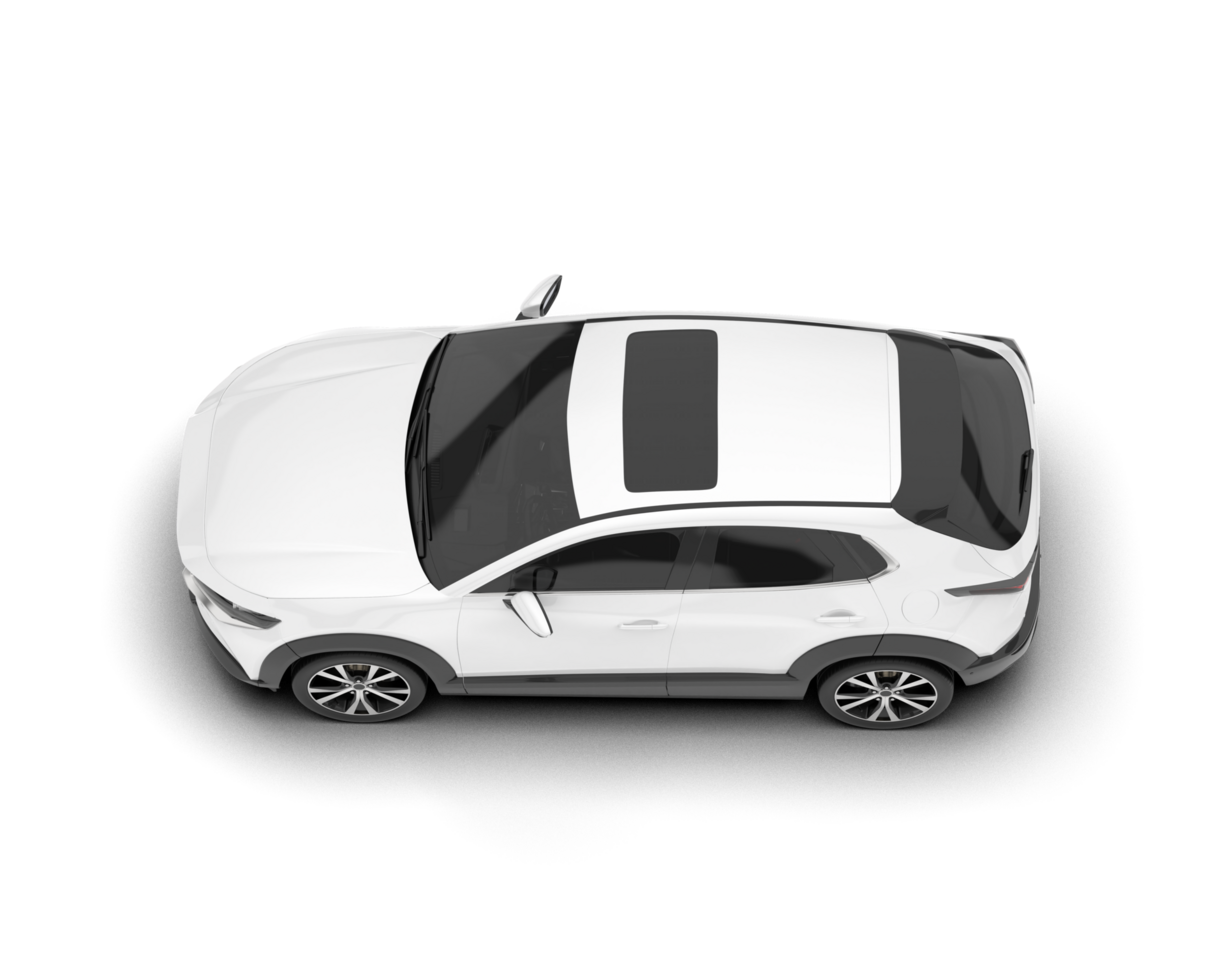 White modern car isolated on transparent background. 3d rendering - illustration png