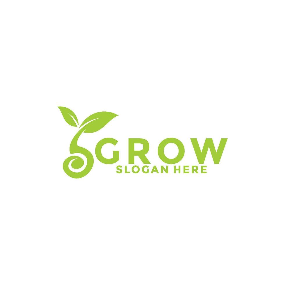 Green Seed logo type vector, Grow logo design template vector