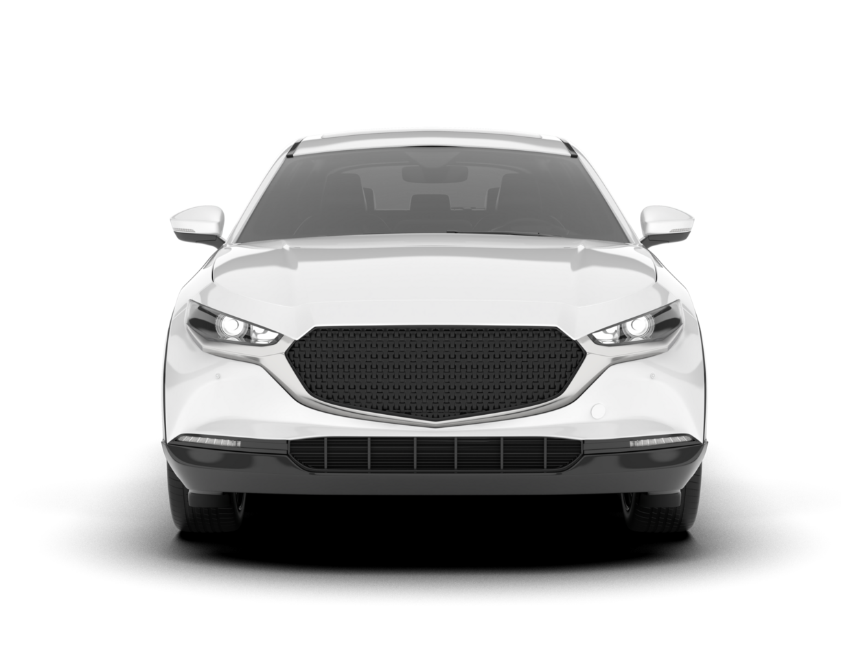 White modern car isolated on transparent background. 3d rendering - illustration png