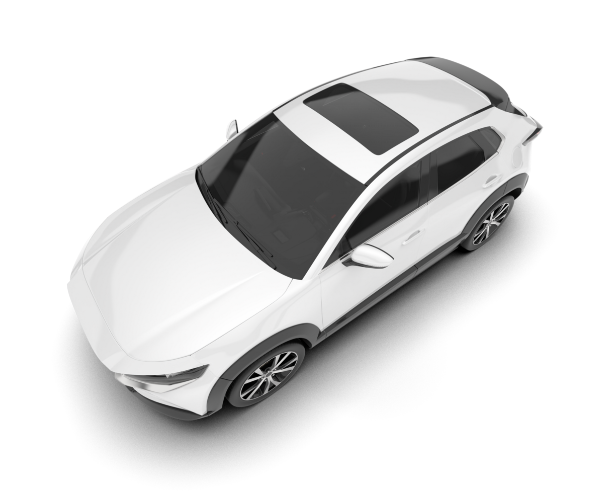 White modern car isolated on transparent background. 3d rendering - illustration png