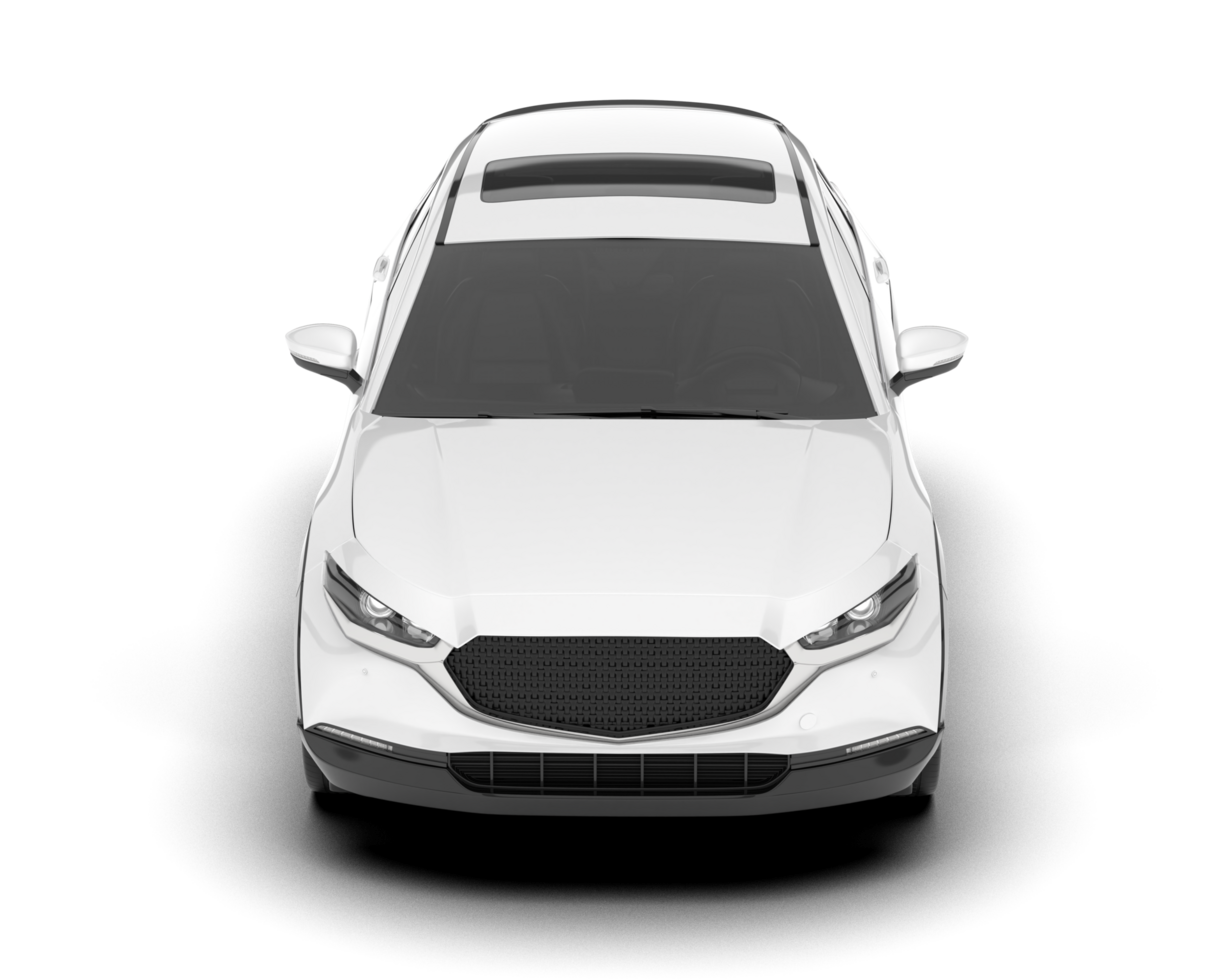 White modern car isolated on transparent background. 3d rendering - illustration png