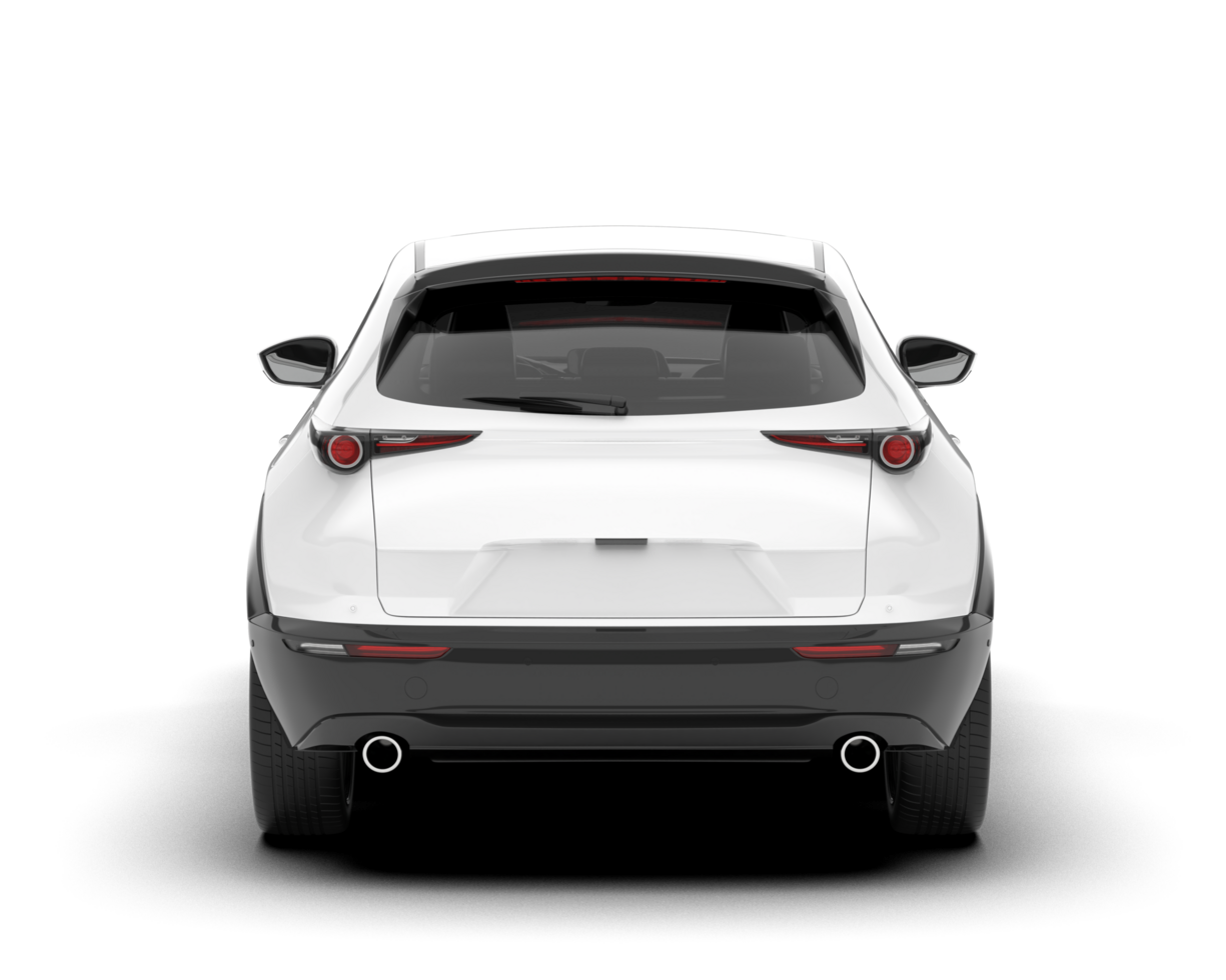 White modern car isolated on transparent background. 3d rendering - illustration png