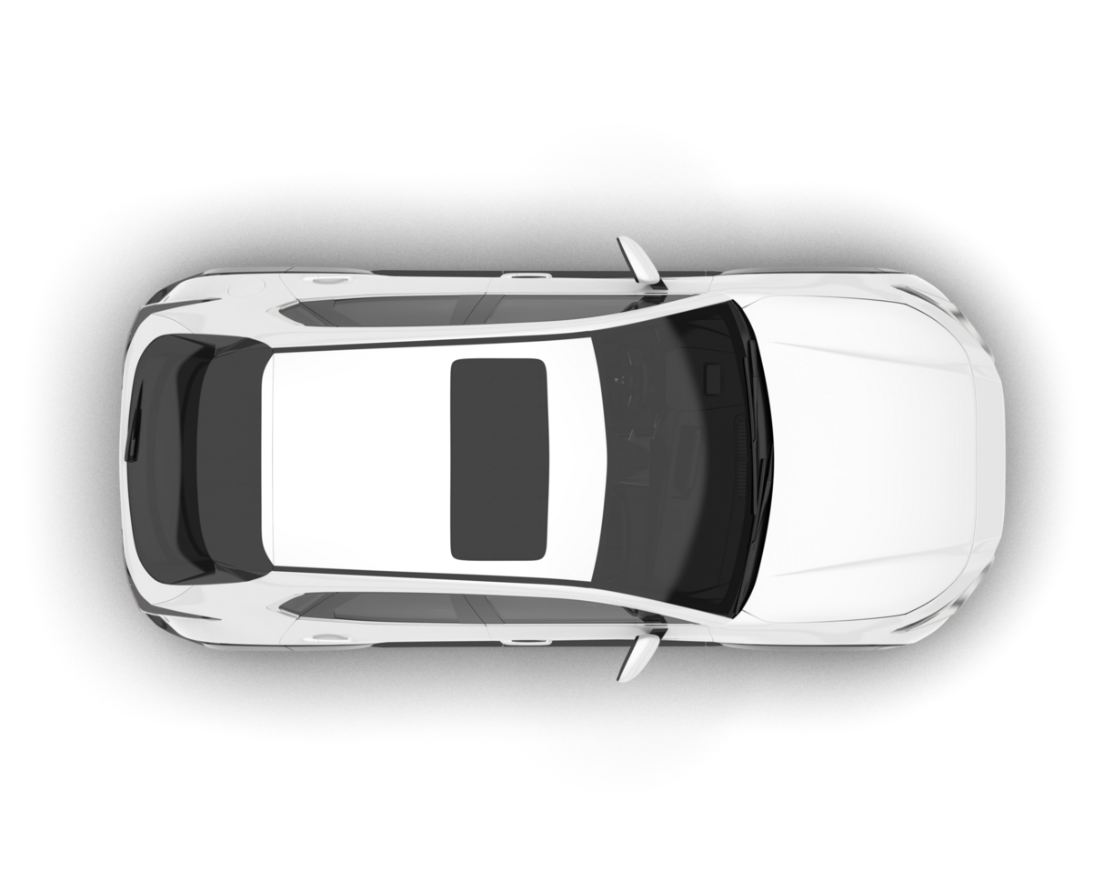 White modern car isolated on transparent background. 3d rendering - illustration png