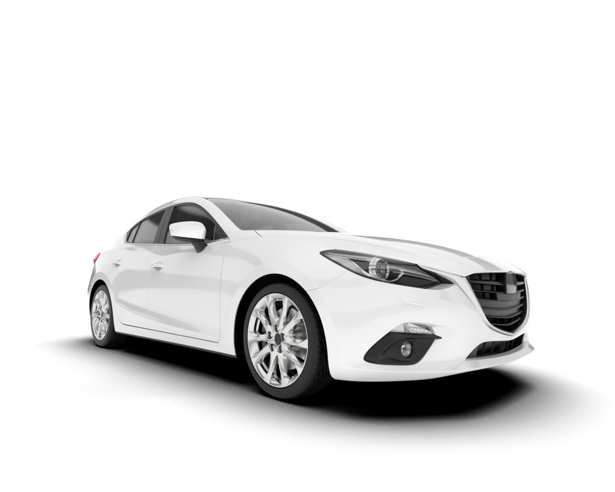 White modern car isolated on transparent background. 3d rendering - illustration png
