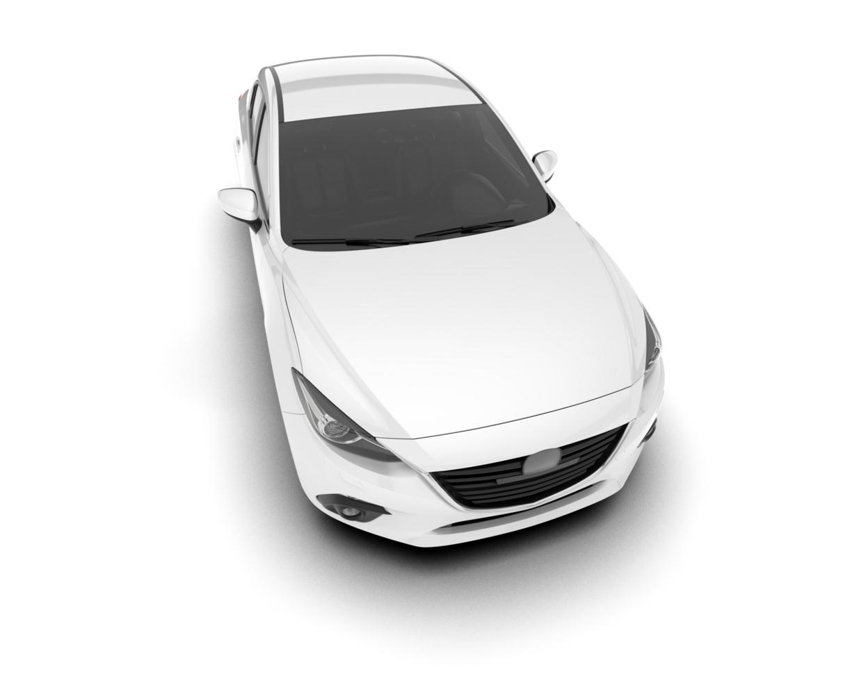 White modern car isolated on transparent background. 3d rendering - illustration png