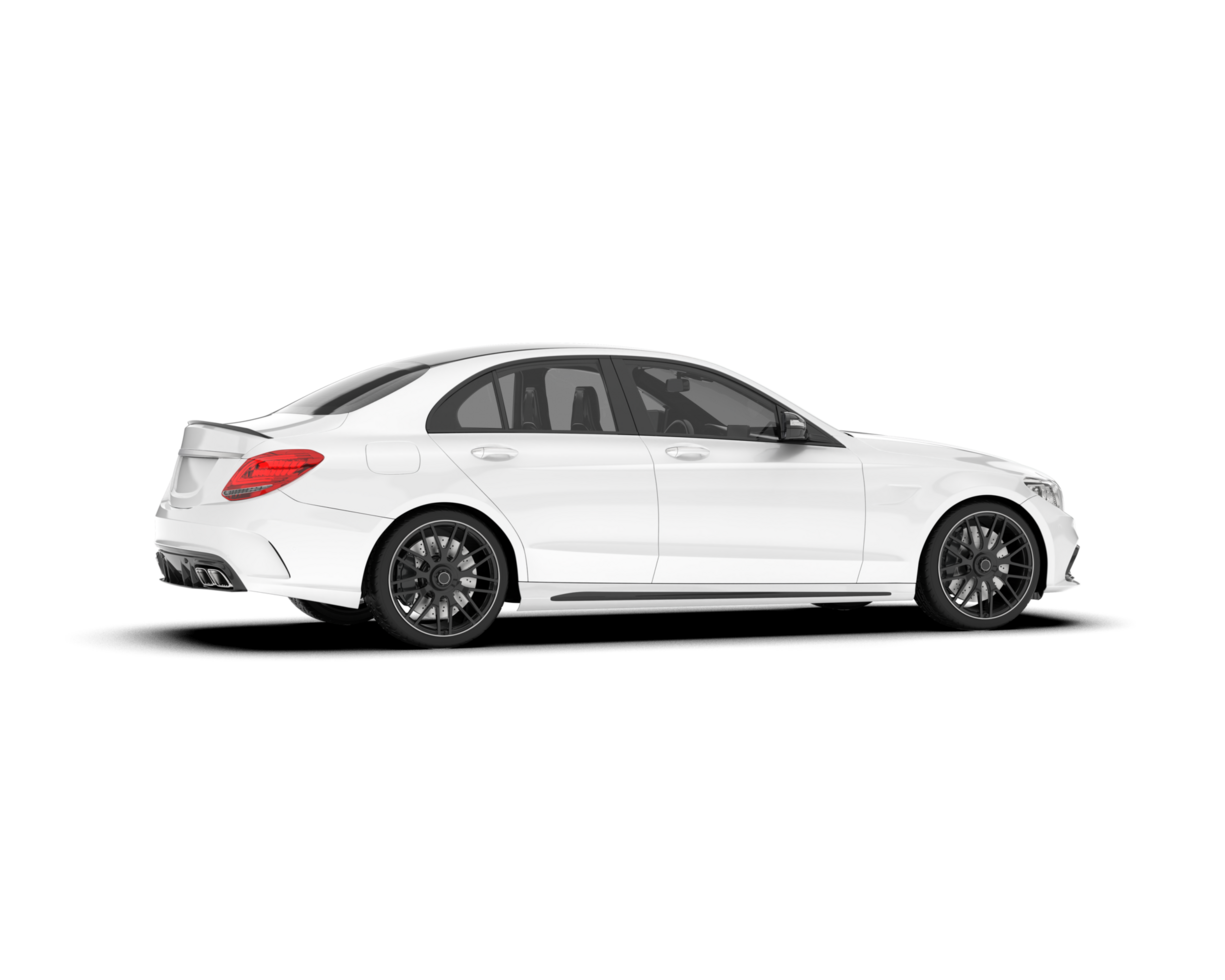 White modern car isolated on transparent background. 3d rendering - illustration png