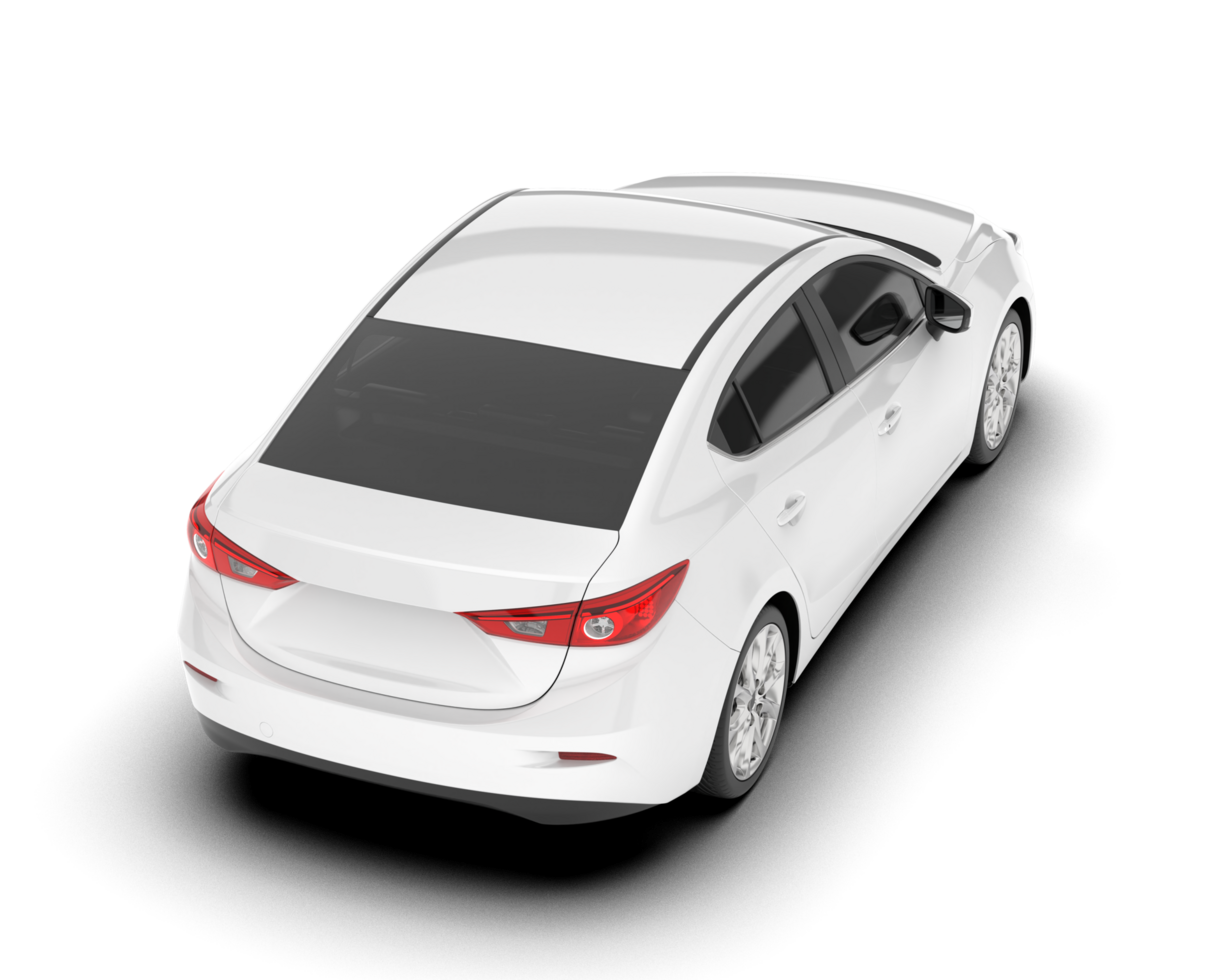 White modern car isolated on transparent background. 3d rendering - illustration png