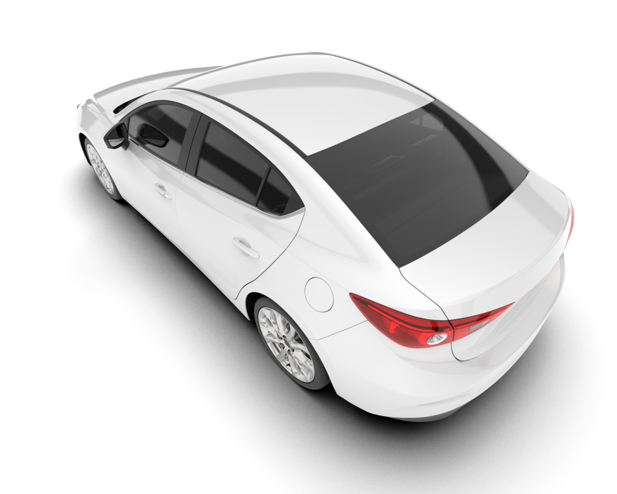 White modern car isolated on transparent background. 3d rendering - illustration png