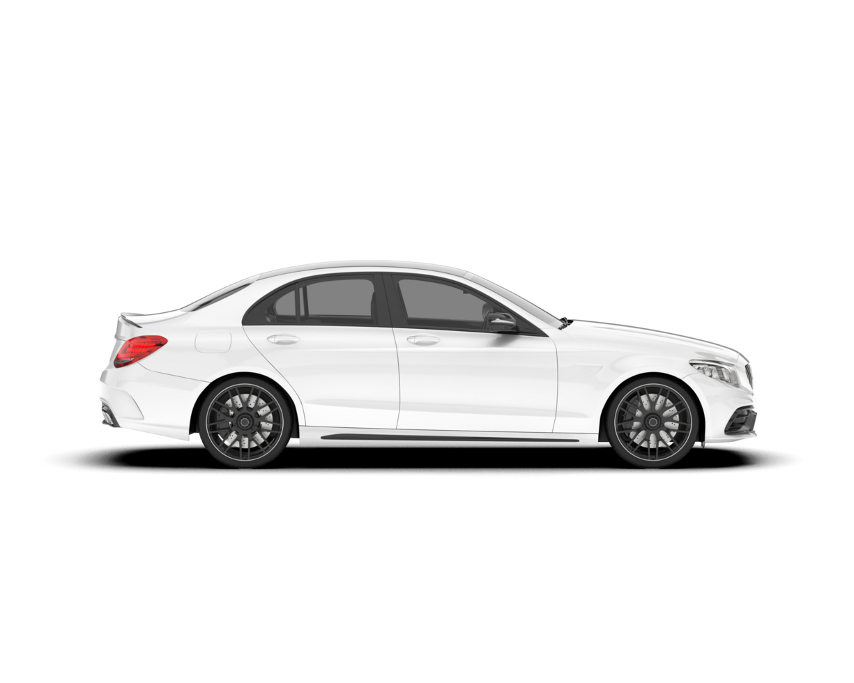 White modern car isolated on transparent background. 3d rendering - illustration png