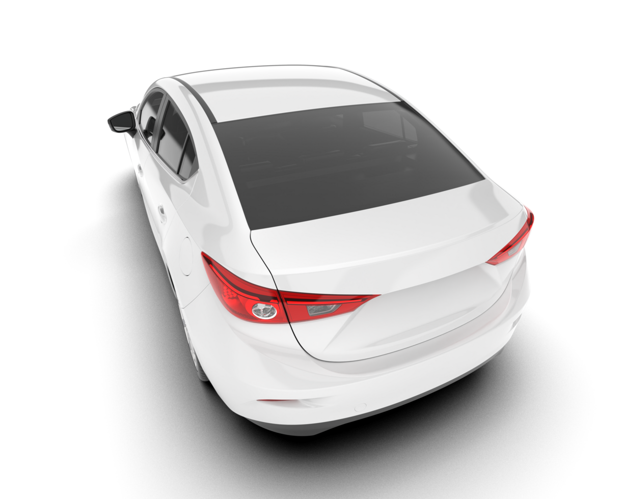 White modern car isolated on transparent background. 3d rendering - illustration png