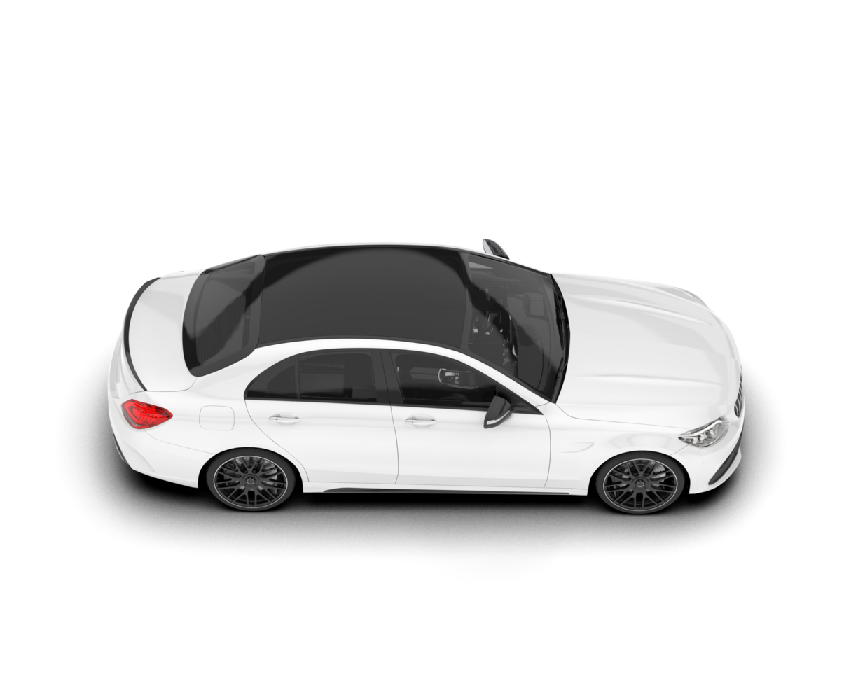 White modern car isolated on transparent background. 3d rendering - illustration png