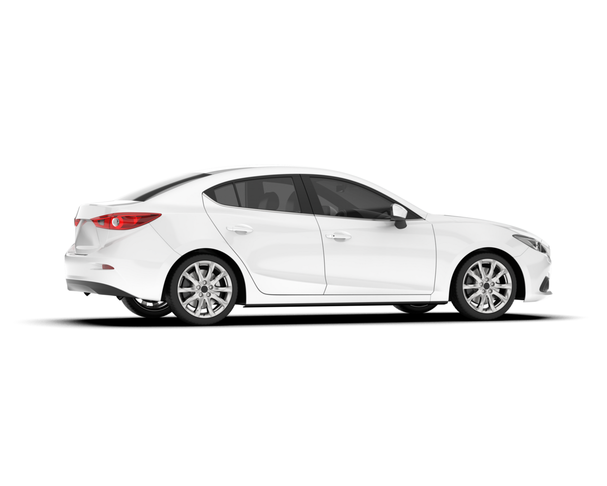 White modern car isolated on transparent background. 3d rendering - illustration png