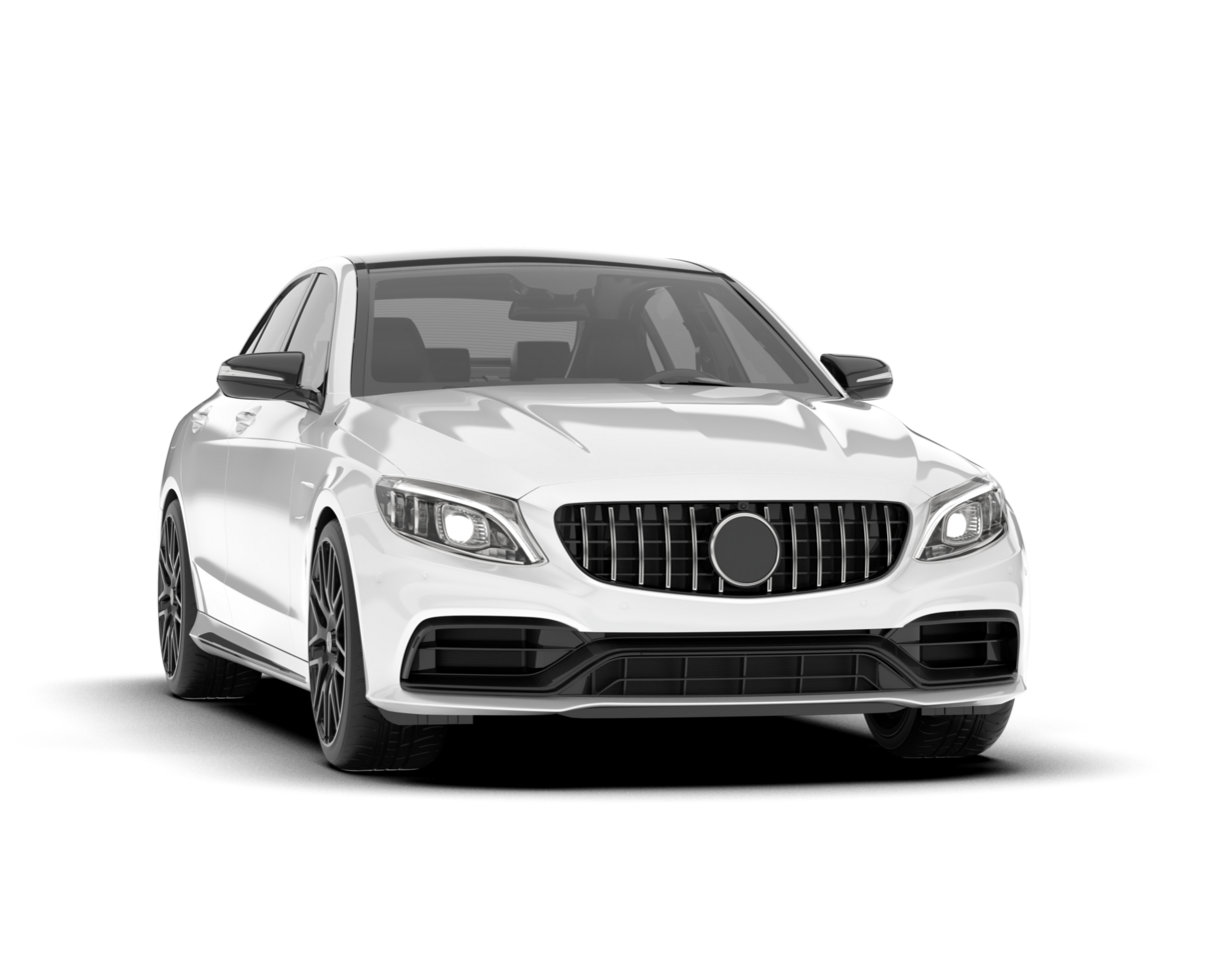 White modern car isolated on transparent background. 3d rendering - illustration png