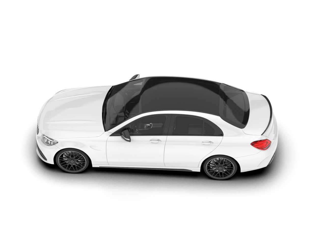White modern car isolated on transparent background. 3d rendering - illustration png