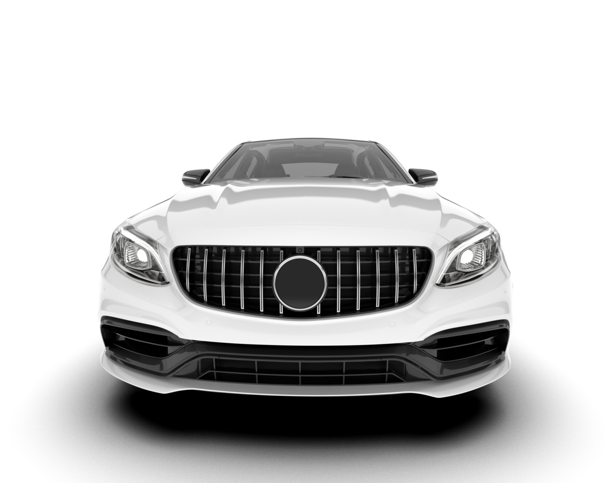 White modern car isolated on transparent background. 3d rendering - illustration png