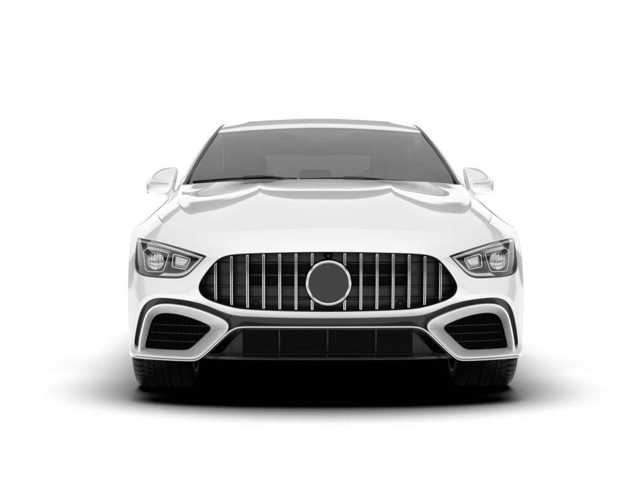 White modern car isolated on transparent background. 3d rendering - illustration png