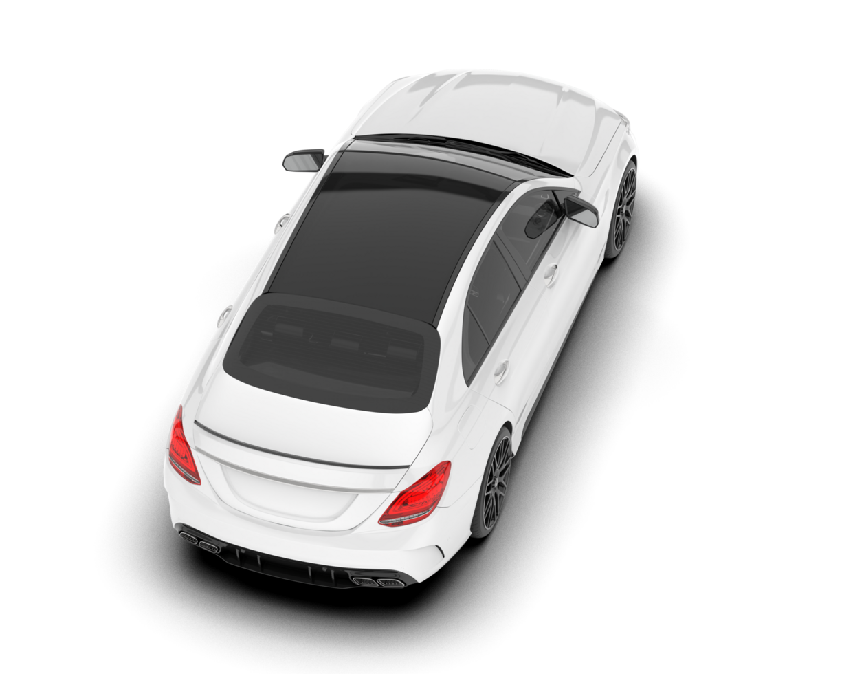 White modern car isolated on transparent background. 3d rendering - illustration png