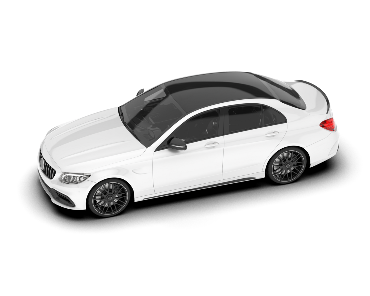 White modern car isolated on transparent background. 3d rendering - illustration png