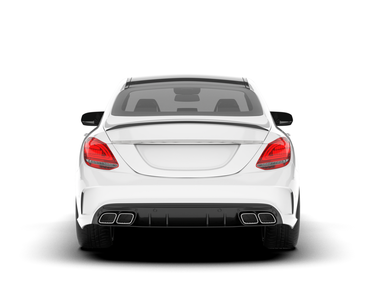 White modern car isolated on transparent background. 3d rendering - illustration png