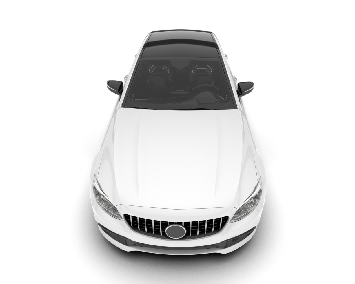 White modern car isolated on transparent background. 3d rendering - illustration png