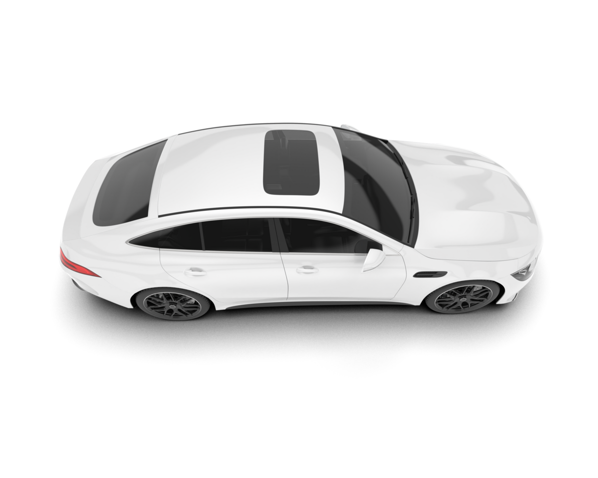 White modern car isolated on transparent background. 3d rendering - illustration png